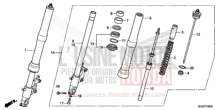 FOURCHETTE AVANT de Hornet ABS MAT CYNOS GRAY METALLIC (NH312) 2013